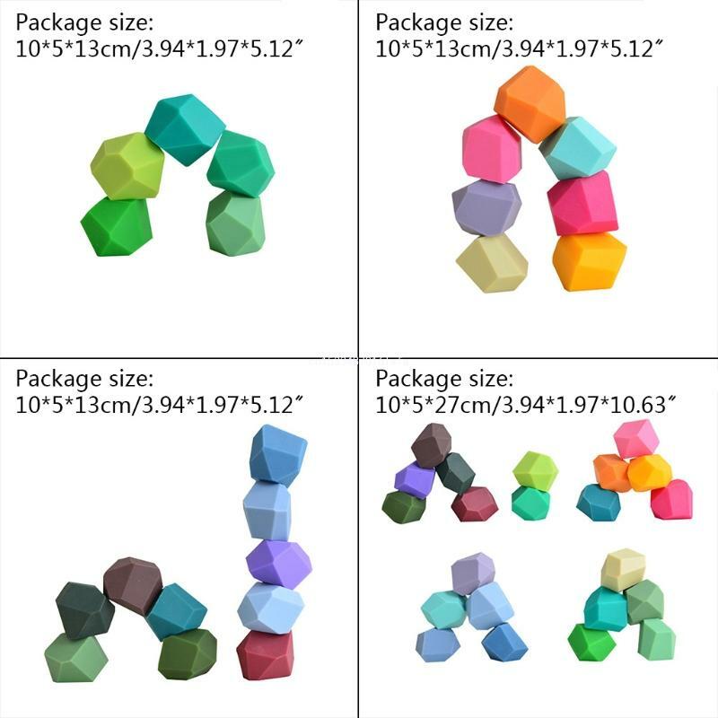 5/7/10/22 Uds. Juego de apilamiento de piedras de colores de silicona arcoíris para niños bloques de construcción Dropship