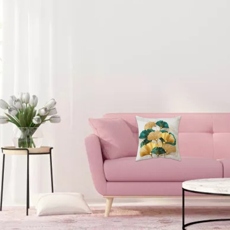 Sarung Bantal Daun Ginkgo Biloba 4 Buah/Set Bantal Lempar untuk Sarung Bantal Dekorasi untuk Sofa Ruang Tamu Dekorasi Kamar