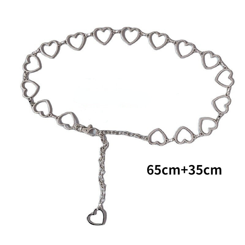 Y2k cinturón de Metal con forma de corazón para mujer, cadena de cintura, accesorios de cintura para mujer
