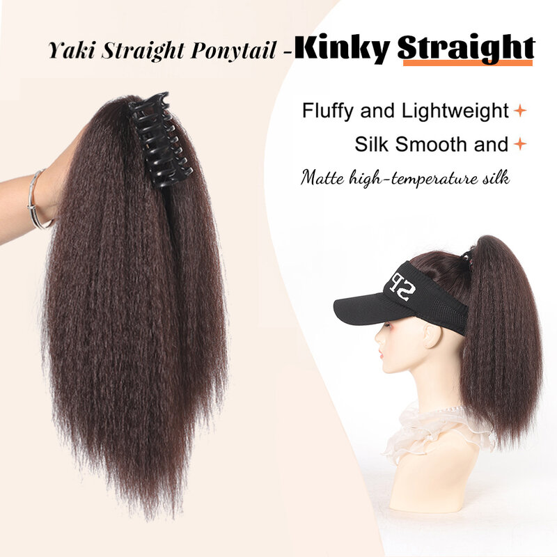 Synthetische Lange Afro Kinky Krullend Paardenstaart Synthetische Haarstukken Natuurlijke Klauw Clip Paardenstaart Hair Extensions Valse Haarstukken