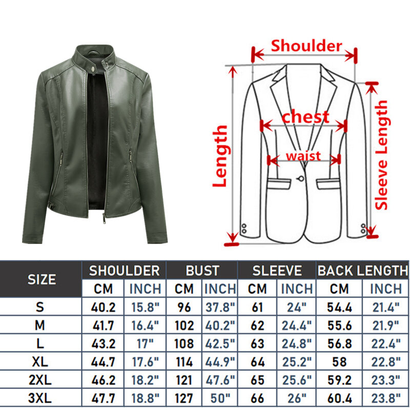 Simple Style Women's PU Jacket Stand Collar Zipper Motorcycle Leather Coat Women Fashion Casual Menteau Lady's Outerwear