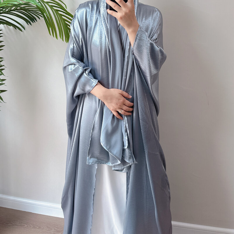Kardigan Kimono lengan kelelawar wanita Muslim jubah sederhana musim gugur Abaya Dubai Turki Kaftan Lebaran Islam Jalabiya jubah sopan