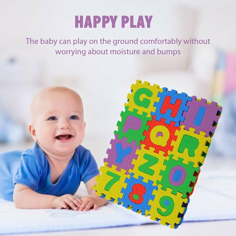 36Pcs/set 5*5cm Cartoon English Alphabet Pattern Baby Crawling Mat Puzzle Toys For Kid EVA Foam Yoga Letter Mats Learning Toy
