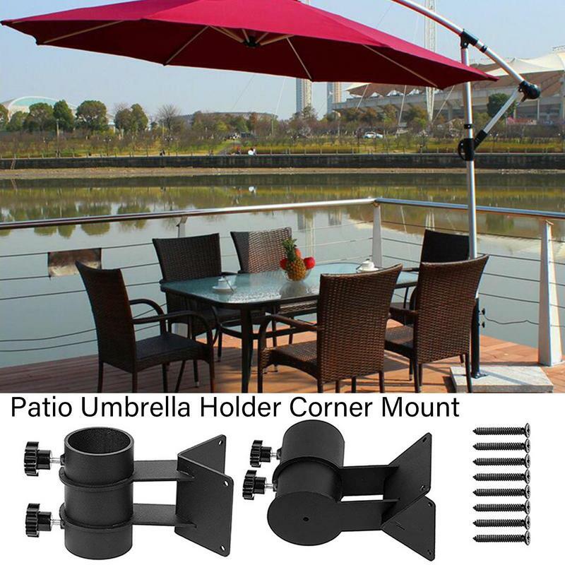 Patio Umbrella Mount Stand Outdoor Deck Umbrella Mount Stainless Steel Umbrella Clamp Perfect For Railing Corner Mount To Deck