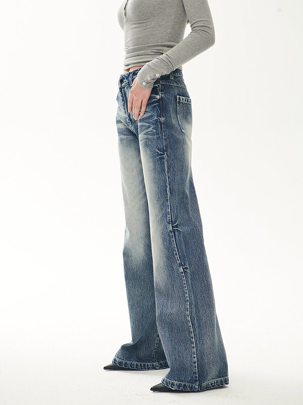 Американские винтажные модные прямые джинсы с высокой талией, женские брюки с широкими штанинами в уличном стиле, мешковатые джинсовые брюки Y2K