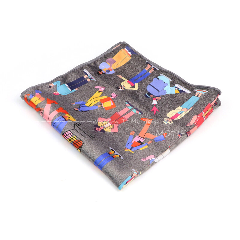 Винтажный искусственный Шелковый носовой платок Граффити картина животное Карманный квадрат для мужчин Свадебная деловая рубашка костюм воротник украшение