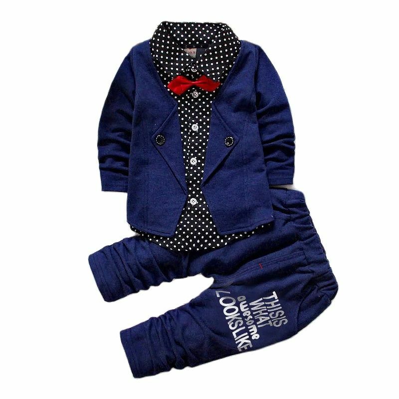 Kids Thinner Clothes Sets Spring Autumn Tracksuit Baby Boys Kid Long Sleeve Gentleman Suits Children T Shirt Pants Clothing Sets