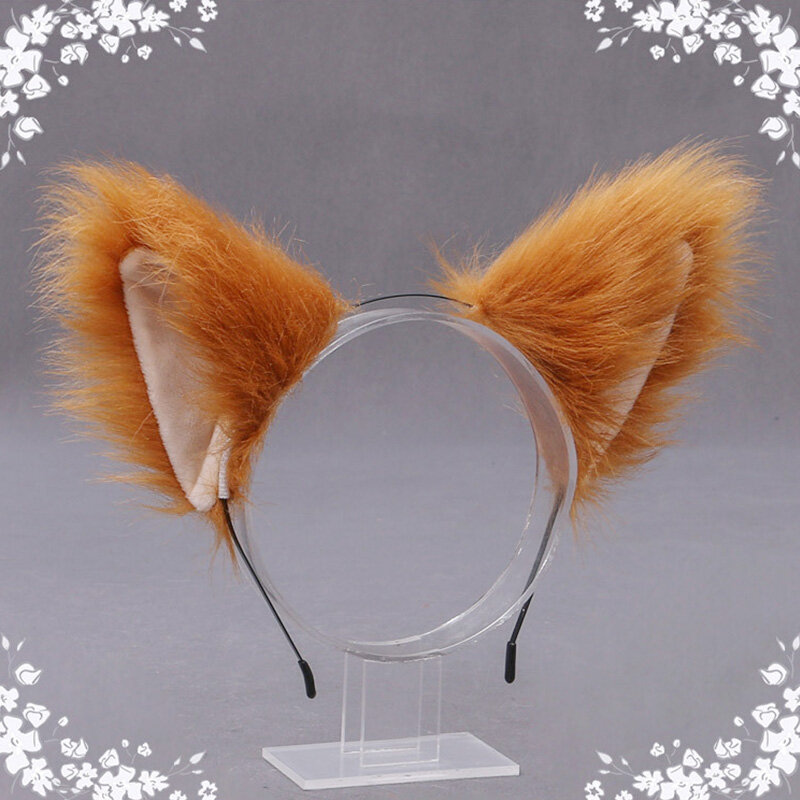 Gato Animal peludo e Fox Ear Hair Hoops para meninas, Festa Cosplay Fur Hairband, Halloween Anime Headbands, Headwear, Acessórios para cabelo, Moda