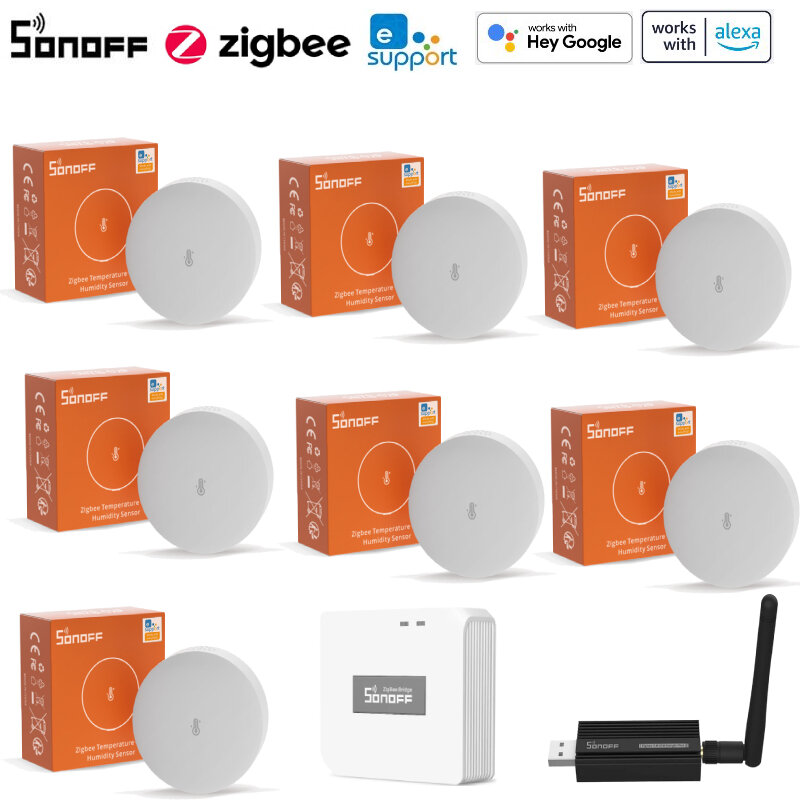 Sonoff-zigbee温度および湿度センサー、スマートホーム、zbブリッジプロ、zbdongle-e、ewelink、alexa、Google、SNZB-02Pで動作