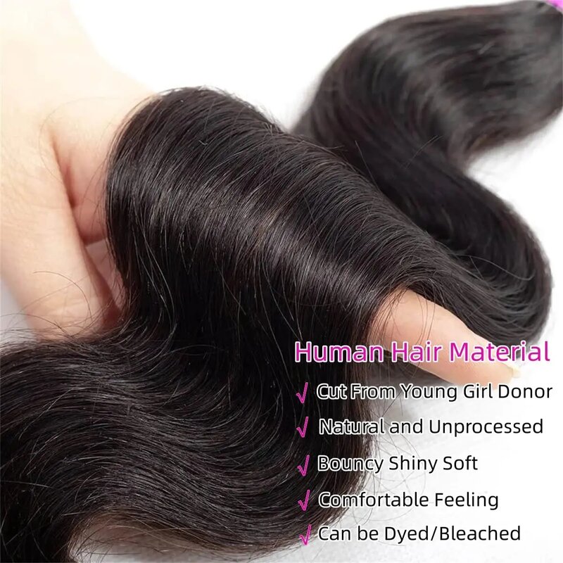Pacotes de cabelo humano para mulheres, tecem cabelo brasileiro, onda corporal solta, 3/4 pacotes, trama virgem, extensões de cabelo remy cru, 28 pol