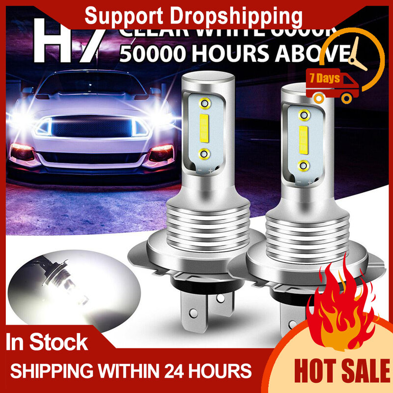 2 Pcs H7 Led Headlight Bulb Car Front Fog Lamp High And Low Beam Conversion Kit 6000k 110w Ultra White Car Accessories Drop Ship