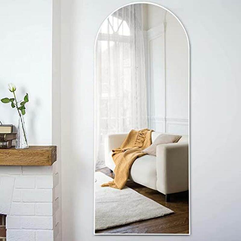 Large Arched Wall Mounted Full Length Mirror Durable Plastic Frame Shatterproof HD Glass Material Versatile Placement Options