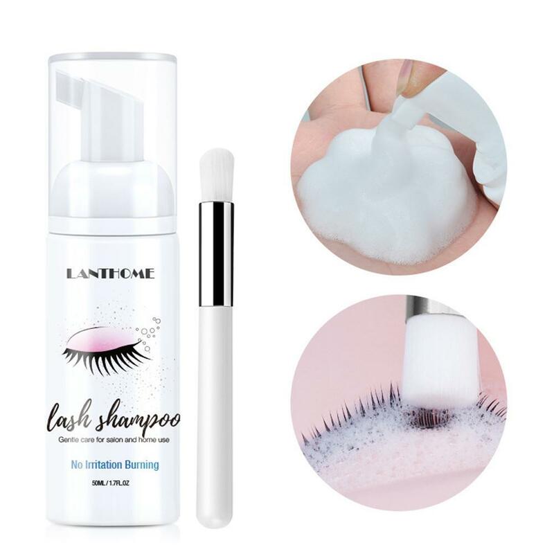 Cílios Extensões Brush Shampoo Kit, Cílios Extensão Glue, Eye Lash Limpeza, Design Bomba de Espuma, Sem Estimulação, Maquiagem Limpa, 50ml