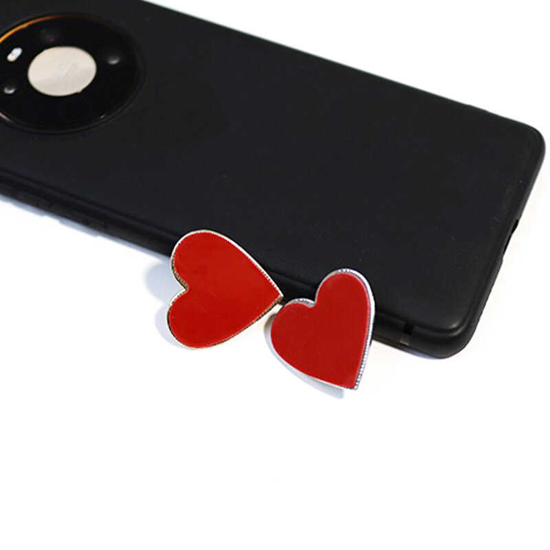 Telefone móvel anel de dedo suporte ganchos amor em forma de coração fivela quadrada caso do telefone móvel encantos fecho acessórios
