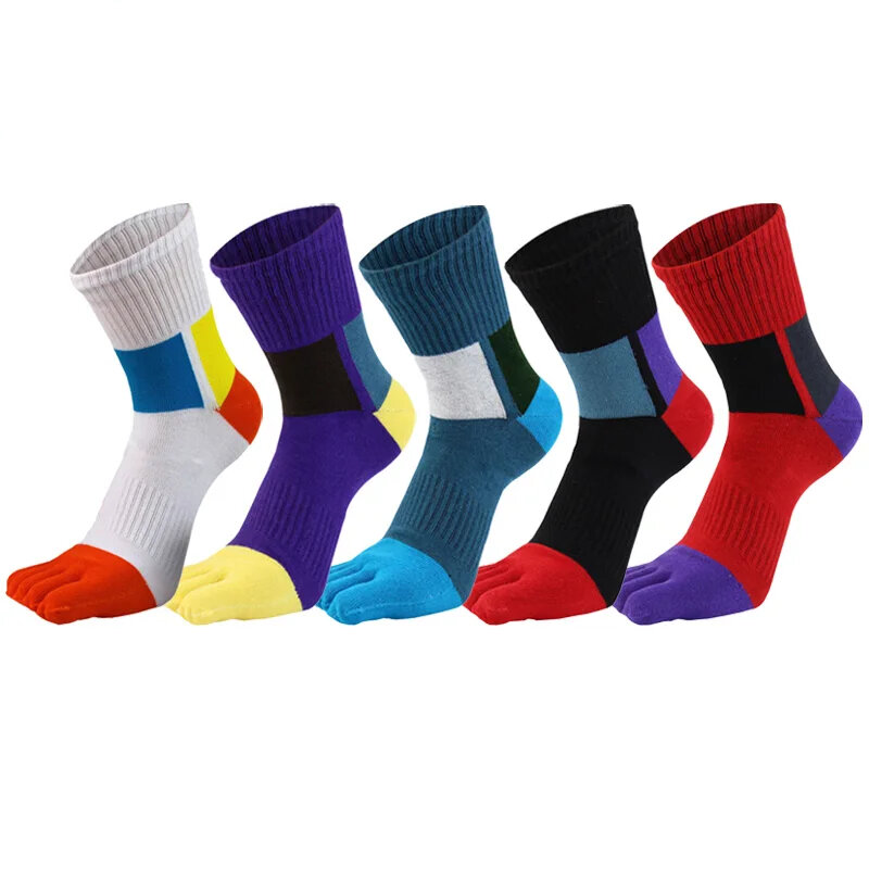Calcetines deportivos de compresión para hombre, medias coloridas de 5 dedos, absorbentes de sudor para maratón, bicicleta, bádminton, tenis, viaje, 2024