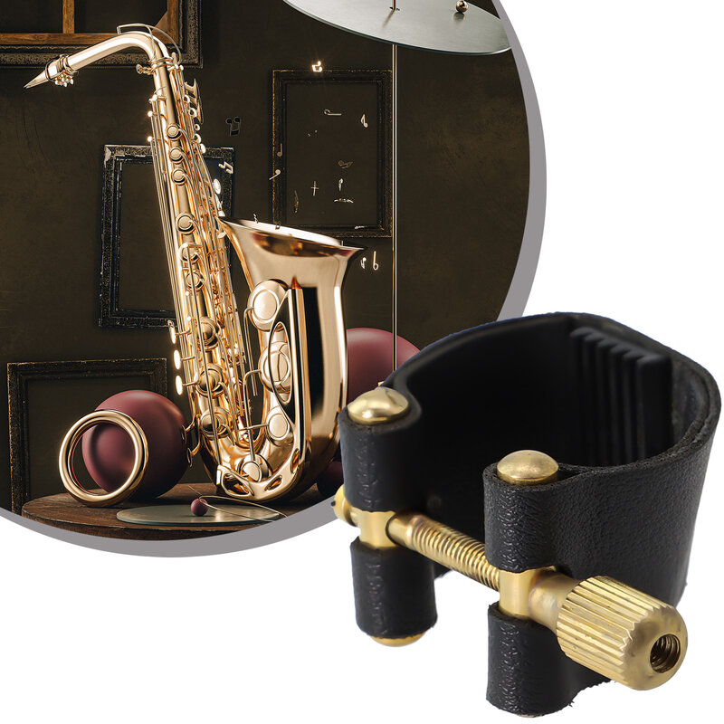 Aksesoris saksofon ligatur Tenor Sax hitam. Kit alat mulut pipa kulit PU, baru