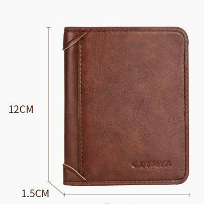 Genuine Leather Rfid Wallet Men Slim Vertical Wallets Black Thin Short ID Credit Card Holder Minimalist Men's Brown Money Bag