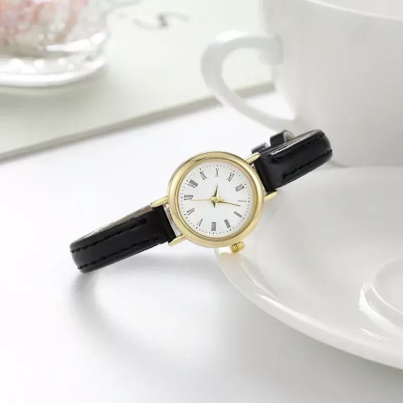 Jam tangan wanita simpel, jam tangan wanita, simpel, sabuk, bulat kecil, jam tangan kuarsa, hadiah