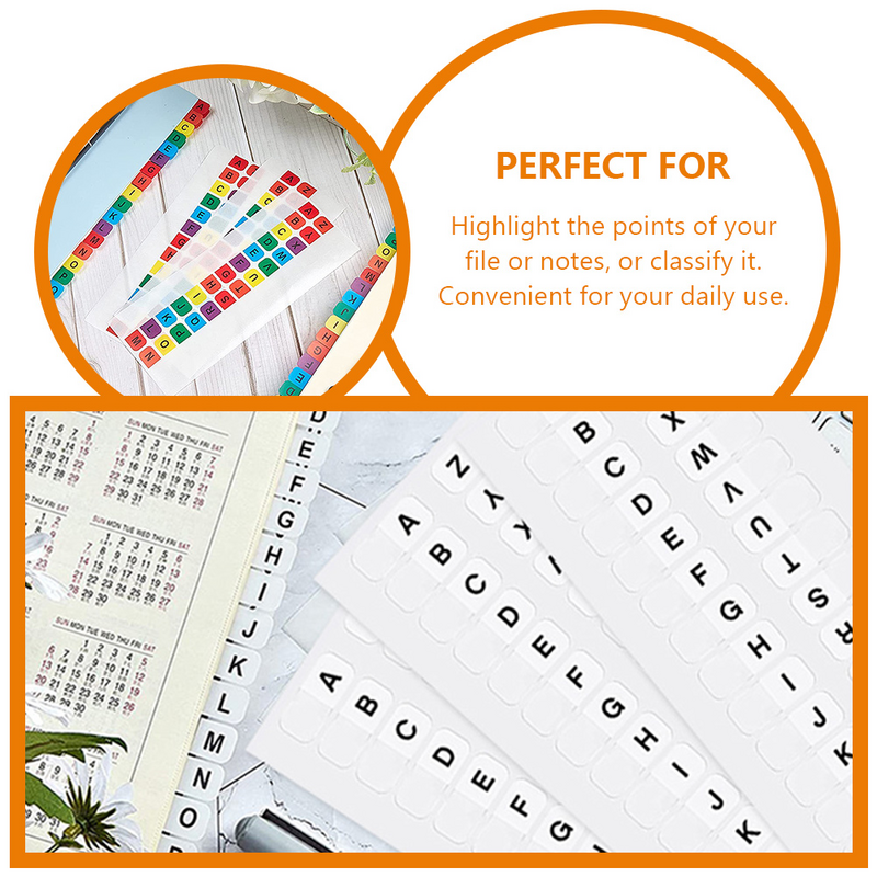 of Colored Book Stickers Small Sticky Tabs Notepad Page Markers Alphabet File Guides Tabs
