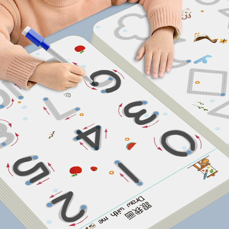 Magiczny zeszyt ćwiczeń Montessori książki edukacyjne dla dzieci do sterowania piórem zeszyt kaligrafii wielokrotnego użytku zabawki dla dzieci