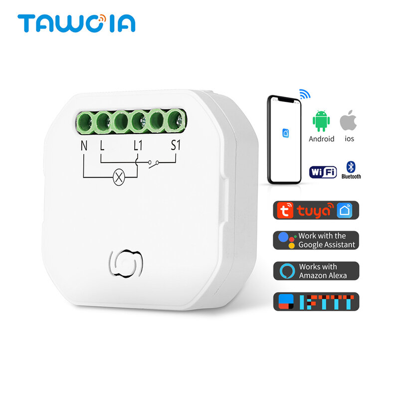 TAWOIA 스마트 와이파이 스위치 모듈, DIY 조명 조광기 커튼 스위치, 스마트 라이프 앱 리모컨, 알렉사 구글 홈 음성 제어