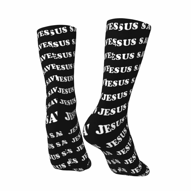 Cristão Jesus salva meias para homens e mulheres, meias macias para tripulação, produto antiderrapante, primavera, outono, inverno
