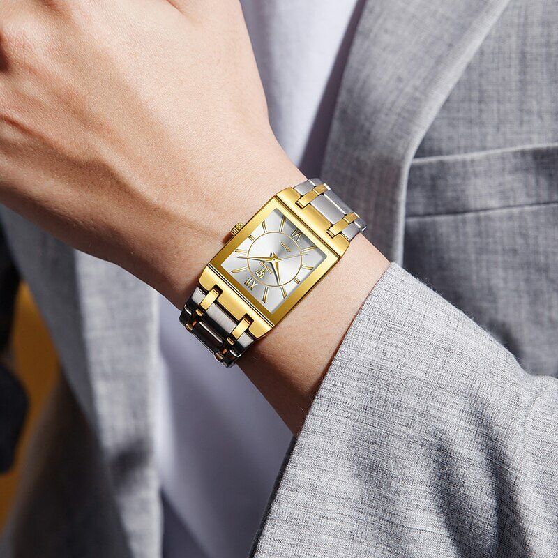 Liebig นาฬิกาข้อมือควอตซ์สีทองหรูหราสำหรับผู้หญิงผู้หญิงแฟชั่นผู้ชายกันน้ำ30เมตร