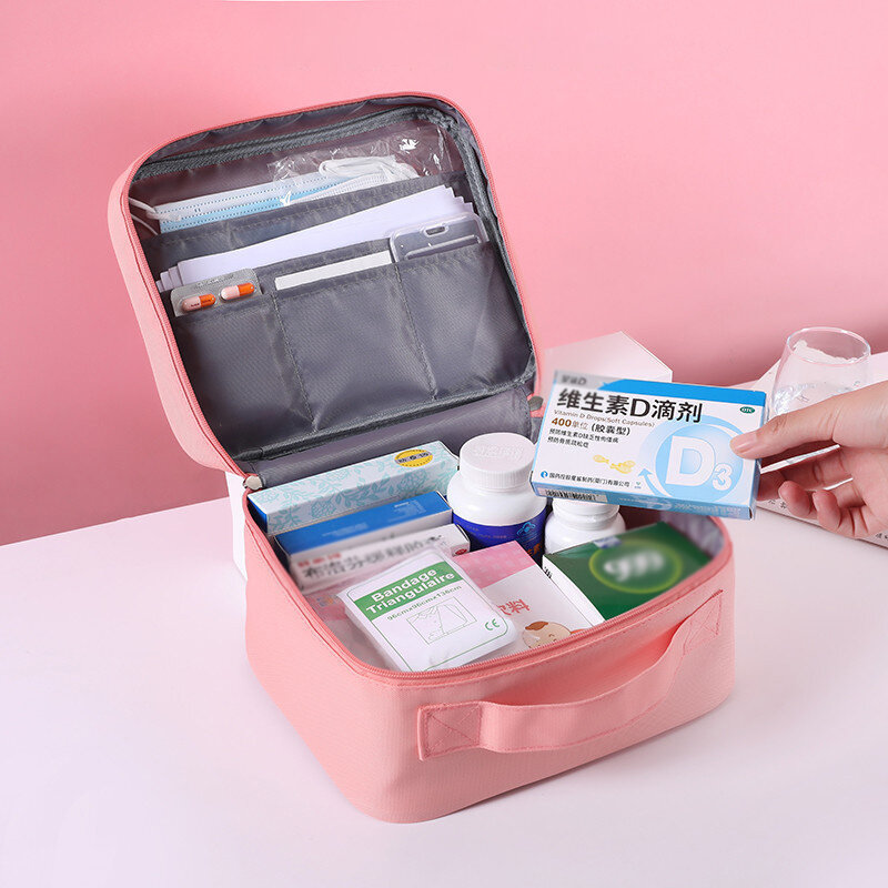 Tas penyimpanan obat portabel Mini, wadah pil tas bertahan hidup darurat perjalanan Kit pertolongan pertama Organizer obat berkemah luar ruangan