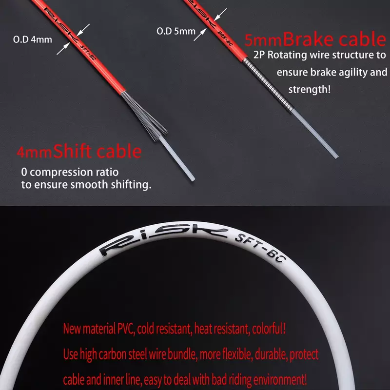 Risk bicicleta shift engrenagem desviador/kits de freio fio tubo linha mangueira básica freio/shift cabo & habitação grupo conjuntos para mtb bicicleta estrada