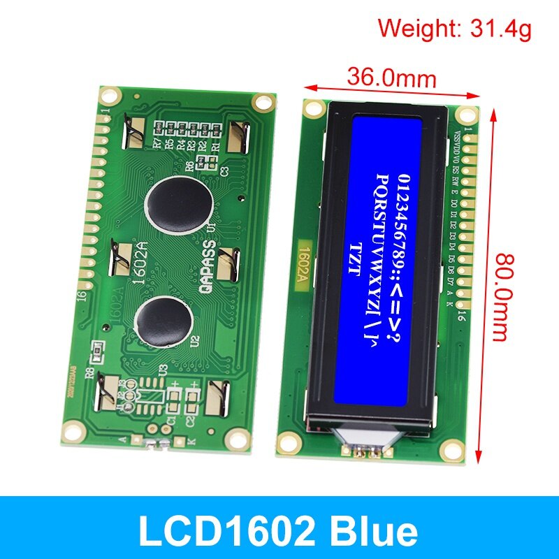 LCD1602 1602 moduł LCD niebieski/żółty tło Green Screen 16x2 znak wyświetlacz LCD PCF8574T PCF8574 IIC I2C interfejs 5V dla arduino