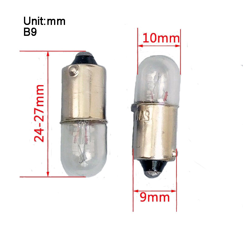 Minibombilla para luz indicadora de máquina, E10, B9, 6,3 V, 12V, 24V, 30V, 36V, 10 unidades