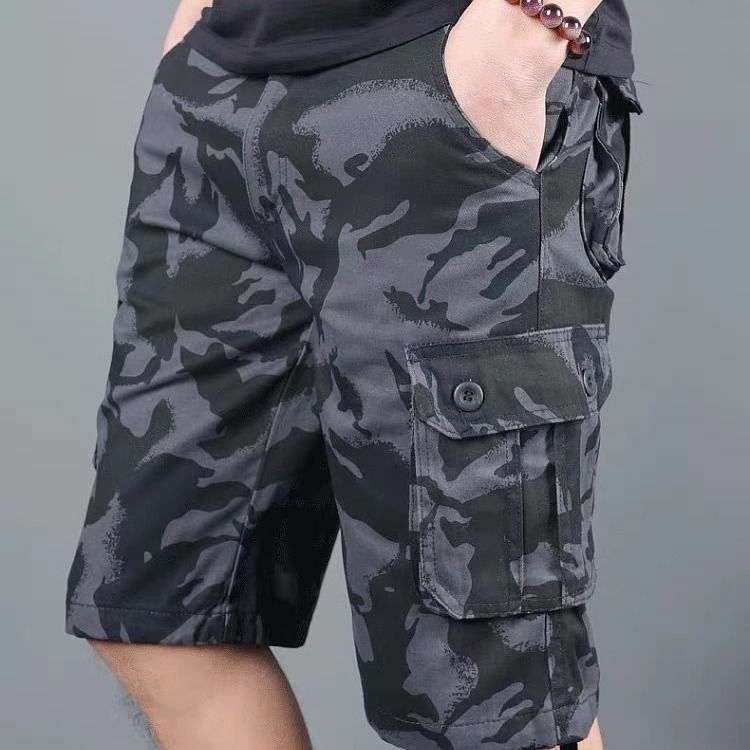 Letnie niewidoczne otwarte krocze seks kamuflaż męskie szorty bojówki bawełniane spodnie plażowe spodnie z kieszeniami odzież męska