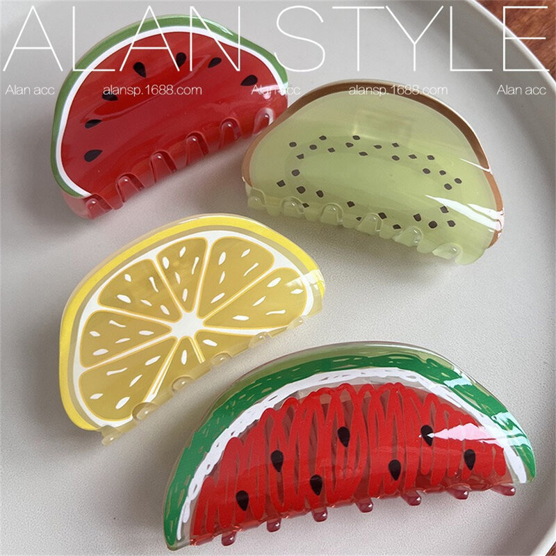 Horquilla de fruta fuerte y resistente, accesorios coloridos para el cabello, Clip de sandía, accesorios para el cabello populares