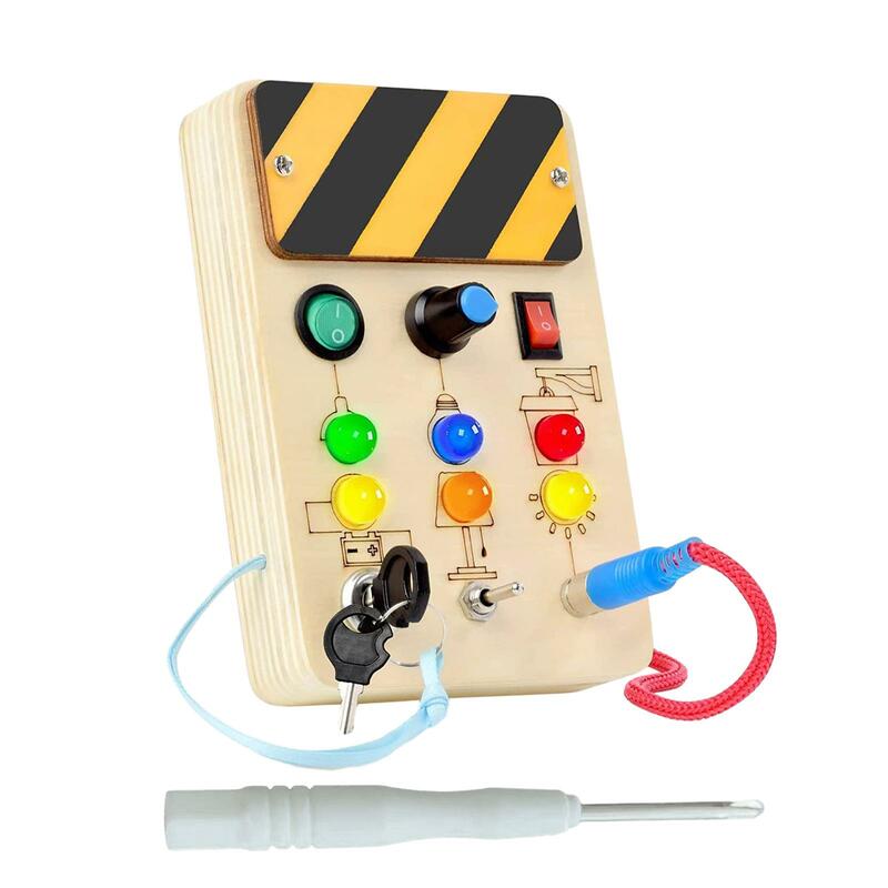 Interruttore Busy Board Lights Switch Toy Sensory Board Learning Toy giocattolo Montessori in legno per bambini da festa
