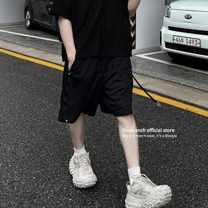 Качественные мешковатые шикарные дышащие сетчатые баскетбольные шорты с вышивкой firmранч, черные уличные шорты-карго для походов
