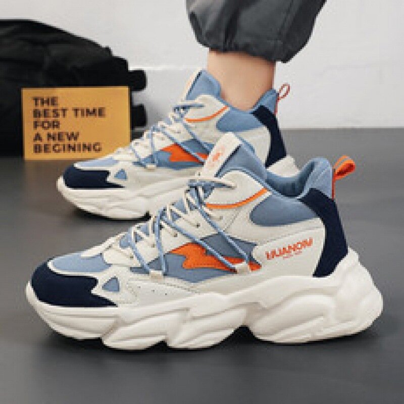 Scarpe da uomo primavera e autunno Popcorn fondo morbido Sneakers ammortizzanti 2023 nuove scarpe Casual da papà di mezza età nere