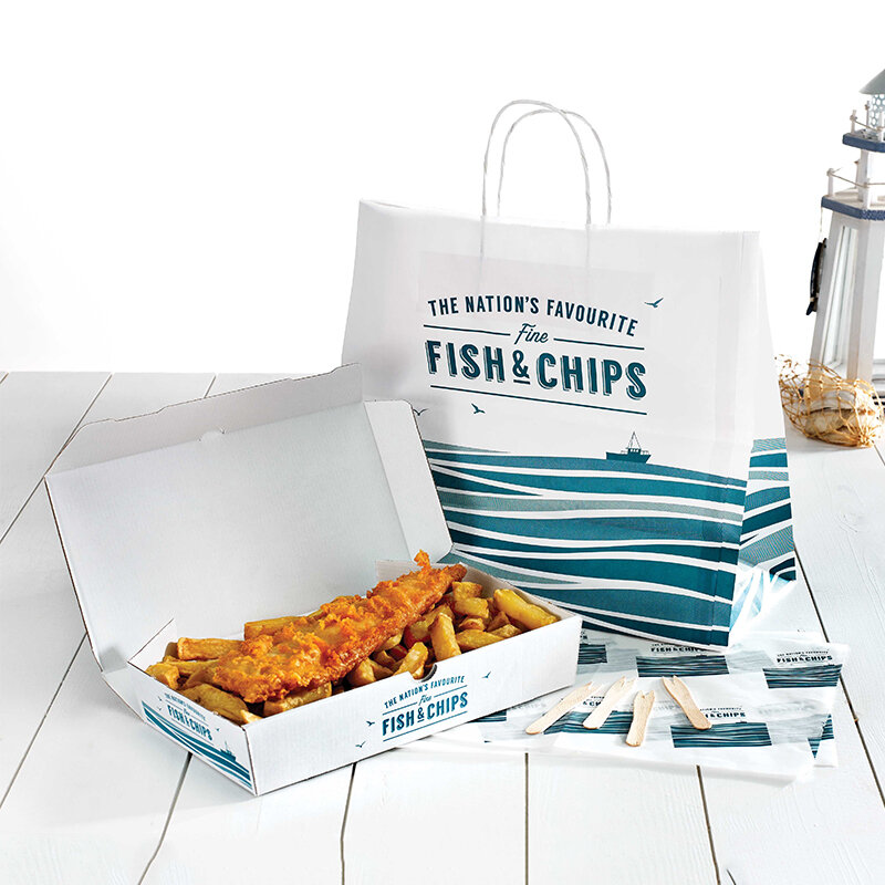 Prodotto personalizzato 2023 scatola di spedizione da asporto per pesce e patatine in carta ondulata stampata personalizzata scatola di imballaggio per Pizza per hamburger Fast Food