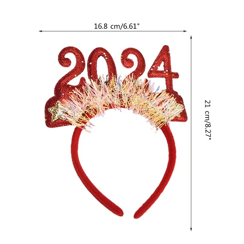 Y166 New Year Sequins 2024 Letter Hair Hoop Festival Women Makeup Headband for Photography Christmas Party Hair Accessories
