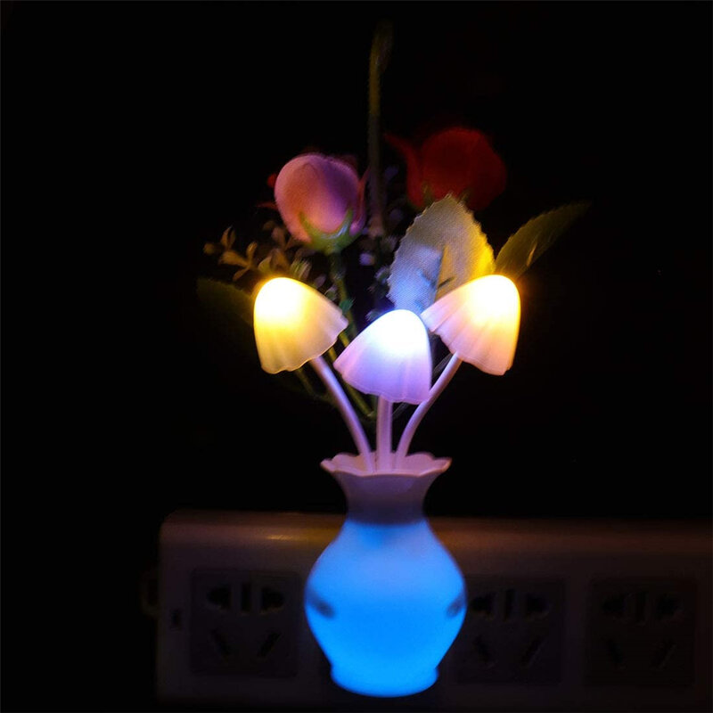 0.5W LED lampka nocna z czujnik automatyczny energooszczędnym kwiatem róży W kuchni lampa do sypialni pokoju do łazienki do pokoju gościnnego