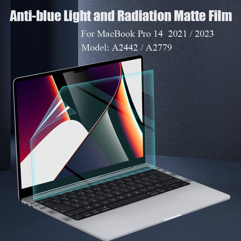 Protecteur d'écran anti-lumière bleue pour Macbook Pro 14, M2, puce Dallas 2023, anti-absorbe ouissement, protection contre les radiations, film l'horloge 256, 2021