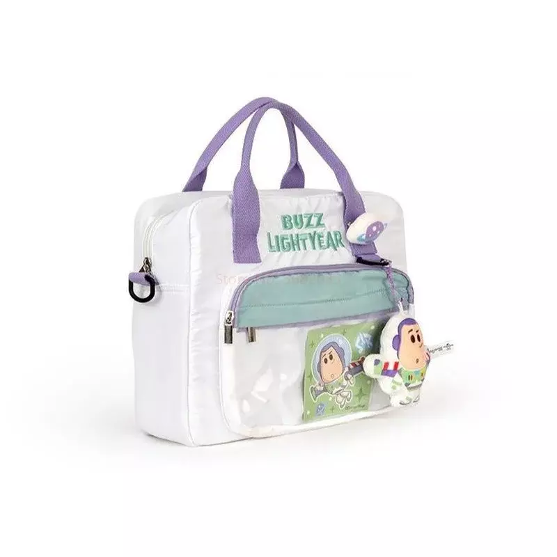 กระเป๋าคาดลำตัว Disney Buzz Lightyear การ์ตูนอะนิเมะผ้าใบความจุขนาดใหญ่ลำลองน่ารักกระเป๋าหิ้วกระเป๋าสะพายไหล่สำหรับสตรี