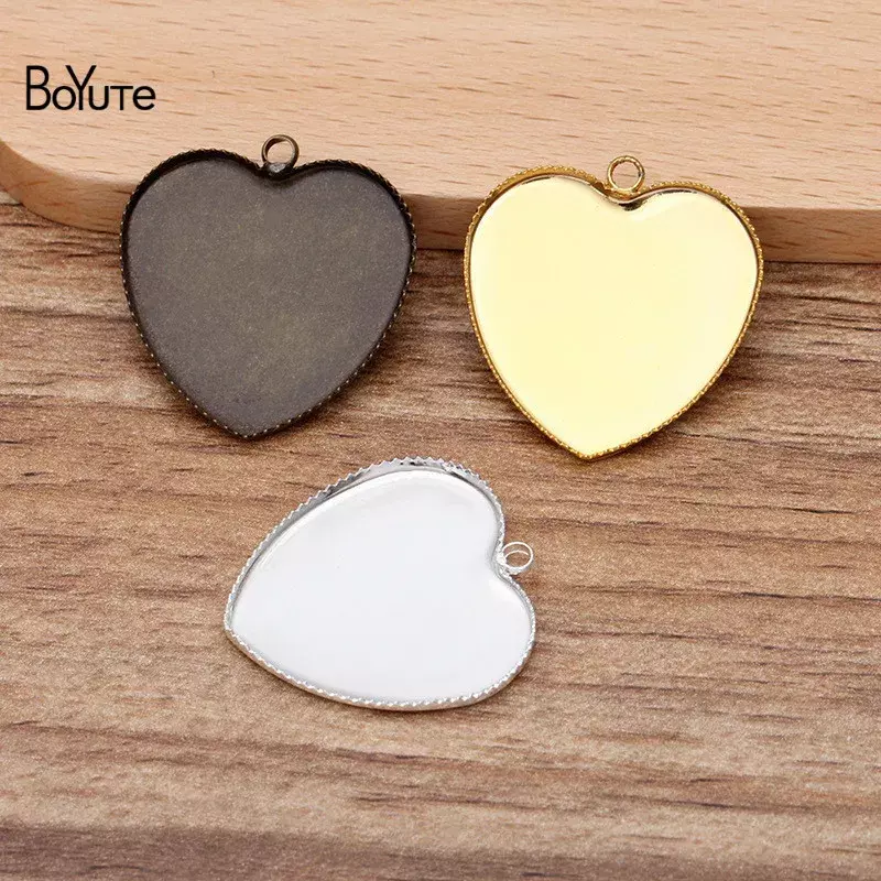 BoYuTe (50 Pieces/Lot) Fit 25MM Heart Cabochon Blank Pendant Tray Base Diy Handmade Jewelry Accessories