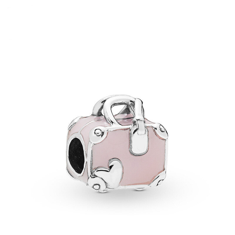 New Fashionable Charm Original Pink Lotus Bird Backpack Flower Beads Suitable for the original Pandora Women's Bracelet Jewelry
