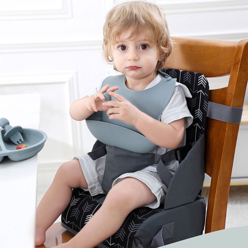 K5DD Asiento elevador desmontable para niños pequeños con cinturón para sillas comedor, cojín creciente, almohadilla inferior