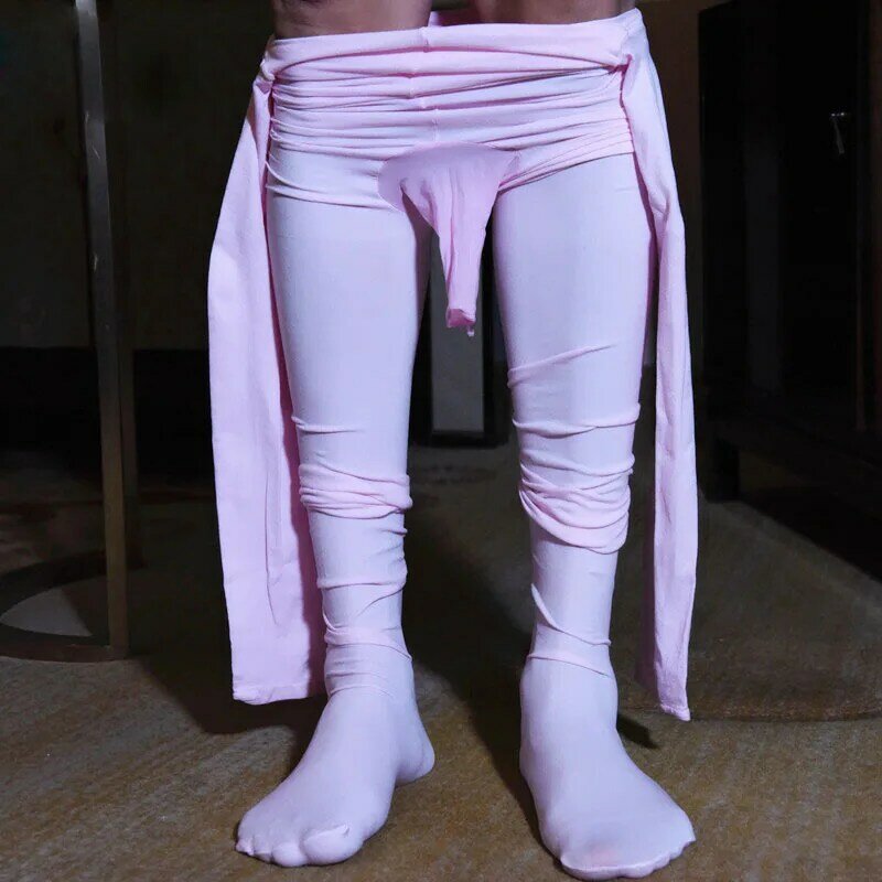 Plus Size velluto Super Soft 120D calze elastiche spesse collant intimo Sexy da uomo body siamesi