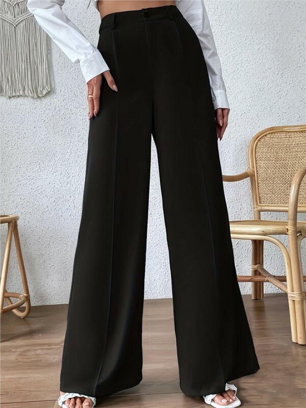Plus Size High Waist Spring Summer Long Wide Leg Pant Women Elegant Loose Pleated Fashion Ladies Trousers Casual Woman Pants