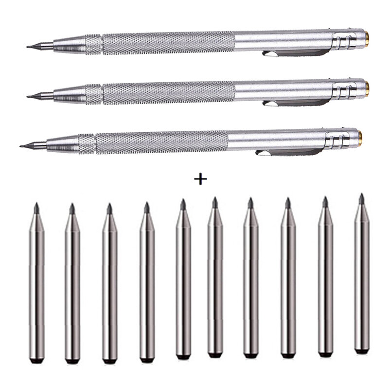 13 buah pena ukir berlian Tungsten Carbide, pena ukir ujung karbida untuk kaca keramik logam kayu peralatan tangan ukiran