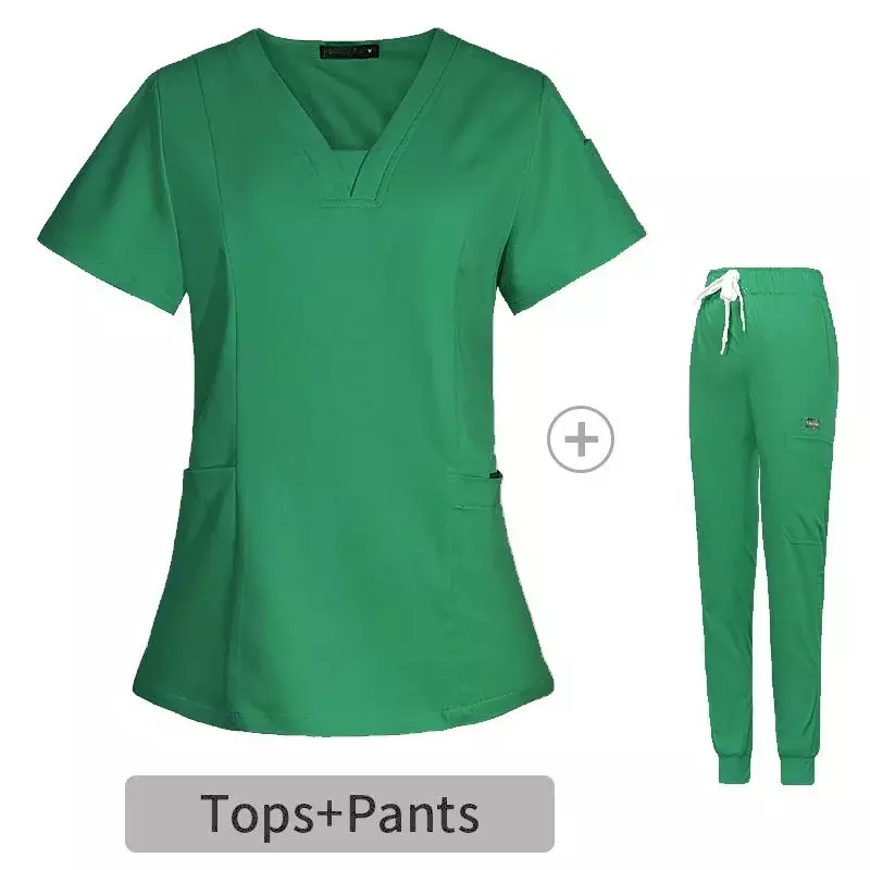 Medical Scrubs Sets Hospital Surgical Uniforms Women Scrub Tops Pant Nurses Accessories Dental Clinic Spa Pet Workwear Clothes