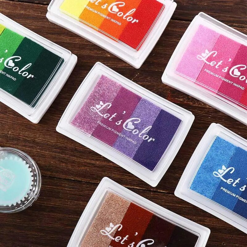 Kids Gift DIY Crafts School Office Hand Account Rainbow Ink Pad Newborn Footprint Inkpad Gradient Color Ink Pad Stamp Oil Based