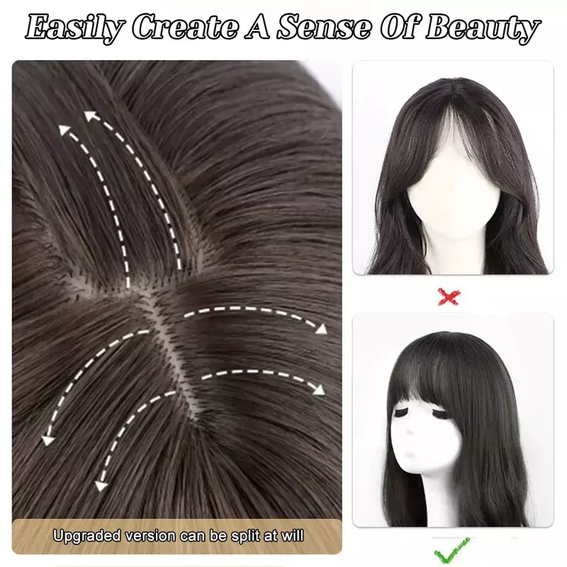 ALXNAN-pelucas sintéticas onduladas para mujer, cabello de onda Natural con flequillo, resistente al calor, Cosplay